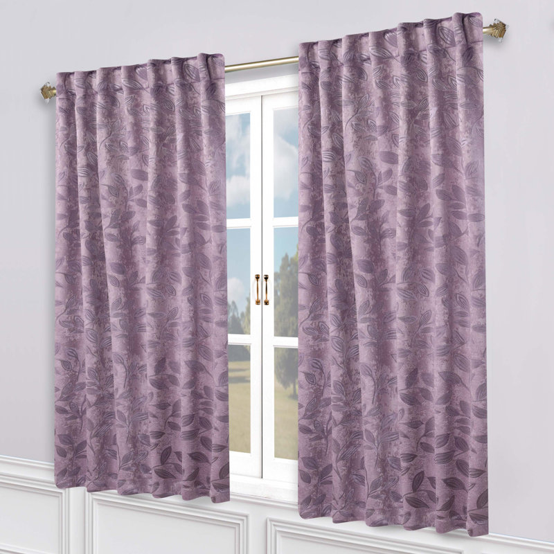 Wisteria Polyester Blackout Back Tab Curtains, 52" x 63" Set of 2