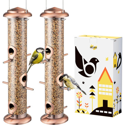 Mangeoire pour oiseaux en métal en cuivre brossé