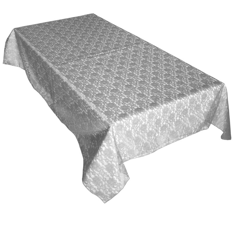 Superposition de dentelle florale, 48 po x 48 po, Argent