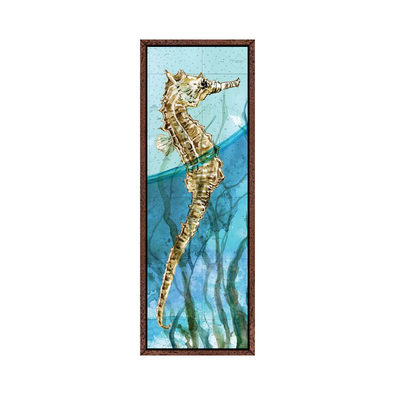 Atlantic Seahorse by Carol Robinson - Panoramic Print on Canvas, Classic Brown Wood Framed, 152.4 cm H x 50.8 cm W