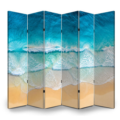 Cloison pliante 6 panneaux Royal Air View Tropical Beach Turquoise Waves Sand Sand Shore