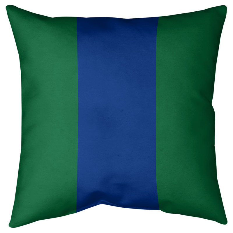 Coussin décoratif d'intérieur/d'extérieur, 16 po x 16 po, Vert / bleu