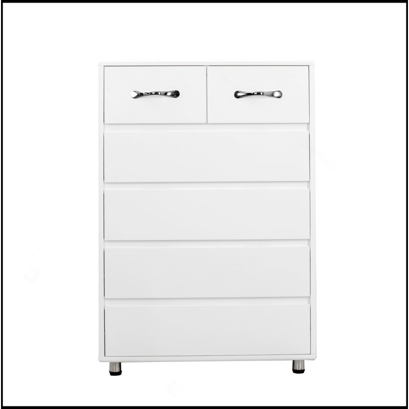 Six Drawer Side Table-White