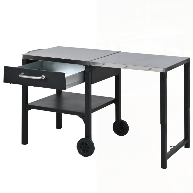Foldable Outdoor Kitchen Cart With Prep Station, Portable BBQ Grill Cart, And Ample Storage For Backyard And Patio Use, Black