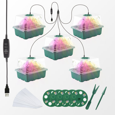 5 Packs Seed Starter Tray with Grow Light