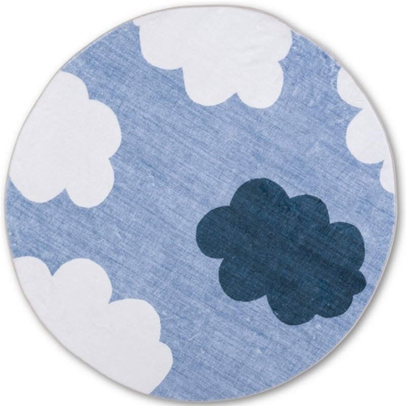 Tapis 4 pi x 4 pi Dreamland Kids - Nuage dans le ciel, Bleu-blanc