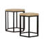 Ensemble de 2 tables gigognes rustiques avec plateau en bois de forme hexagonale et pieds en métal pour la décoration de l'espace de vie principal