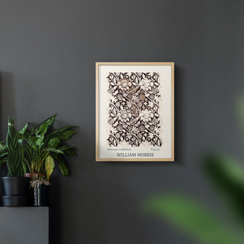William Morris, reproduction encadrée L, H 14 po x l 11 po, Noir