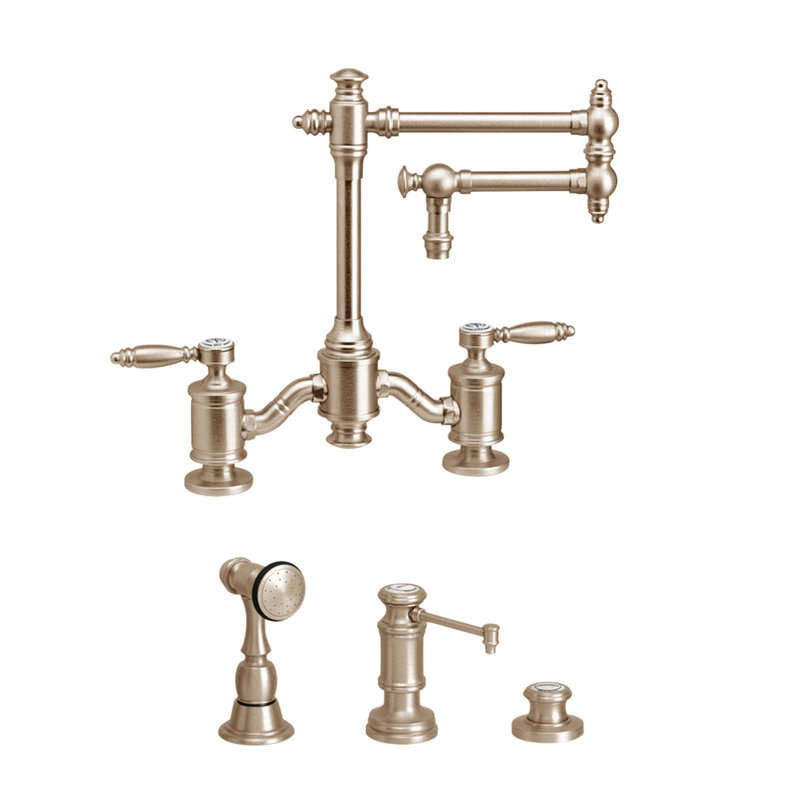 Towson Bridge Faucet - 12" Articulated Spout, Tuscan Brass