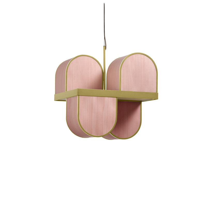 Petit luminaire suspendu osca - base E26 - doré - abat-jour rose pâle, Pale Rose, Gold