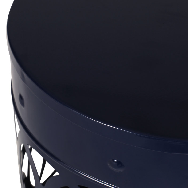 Table de bout en fer moderne - bleu marine, thermolaquée, l 12,00 po x P 12,00 po, côté bleu moderne, antirouille, l 13,45 po x H 16,00 po