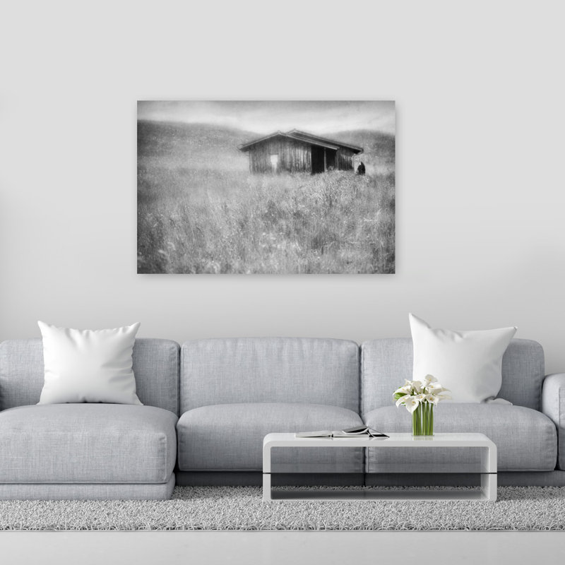 Solitary Figure Old Barn Dreamy Peaceful Rustic Landscape Nature Wall Art Print by Roswitha Schleicher-Schwarz - Print