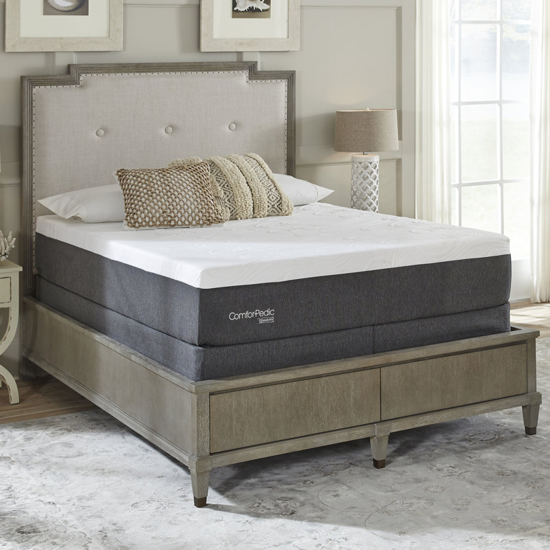 Comforpedic From Beautyrest  Medium NRGel Memory Foam Mattress and Box Spring, Full / Double, 14"