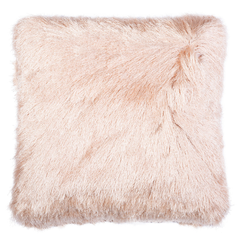 Rose Cloud Shaggy Faux Fur 20" Square Throw Pillow