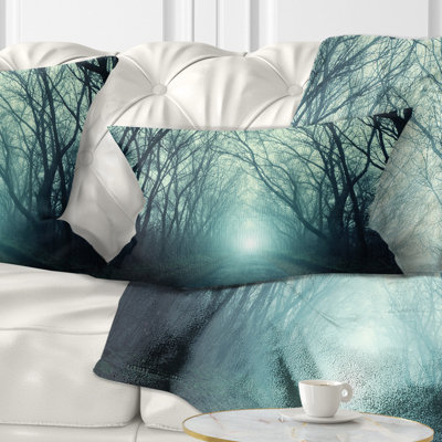 Fall Forest Path with Light Landscape Photography Lumbar Pillow