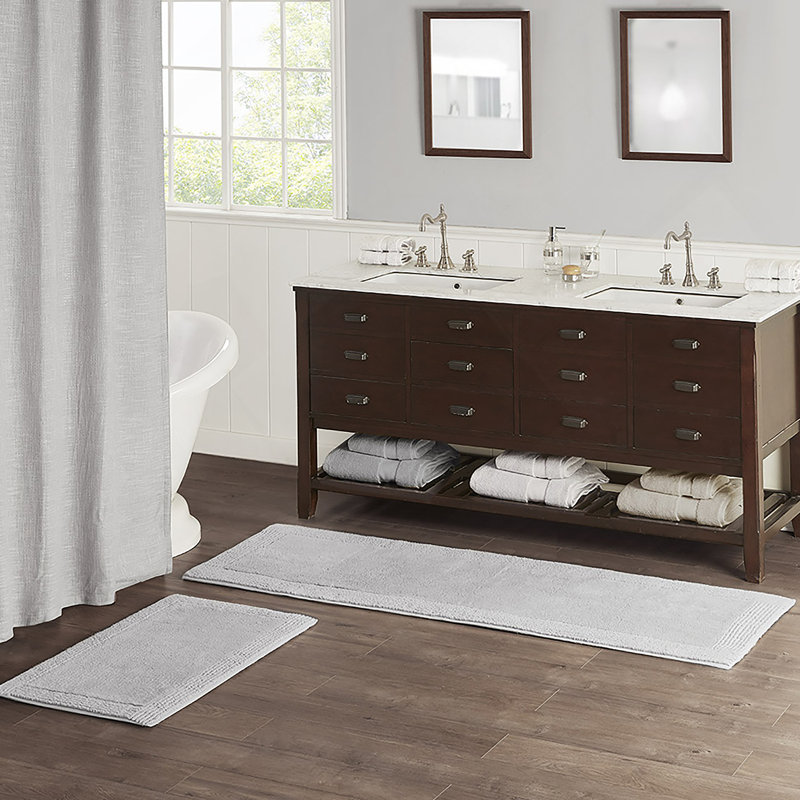 Tapis pour salle de bain en coton réversible Berges 3000 GSM, L 24 po x L 72 po, Gris