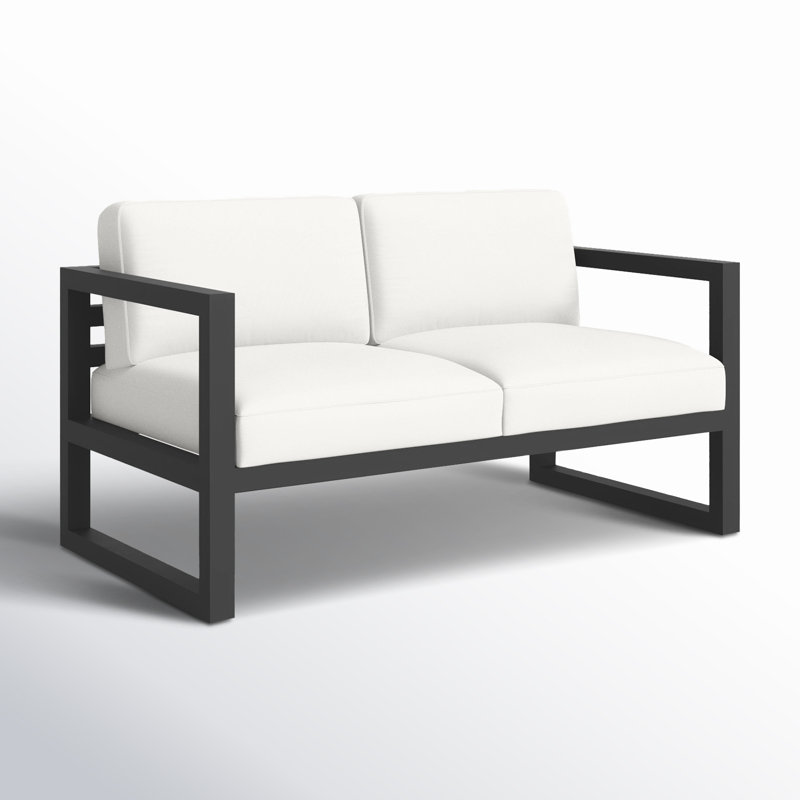 Avion Loveseat - Black, Canvas Natural Sunbrella® Canvas, Slate
