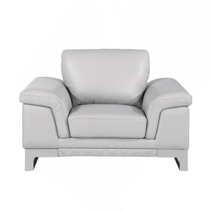 Top Grain Leather Chair, Light Gray