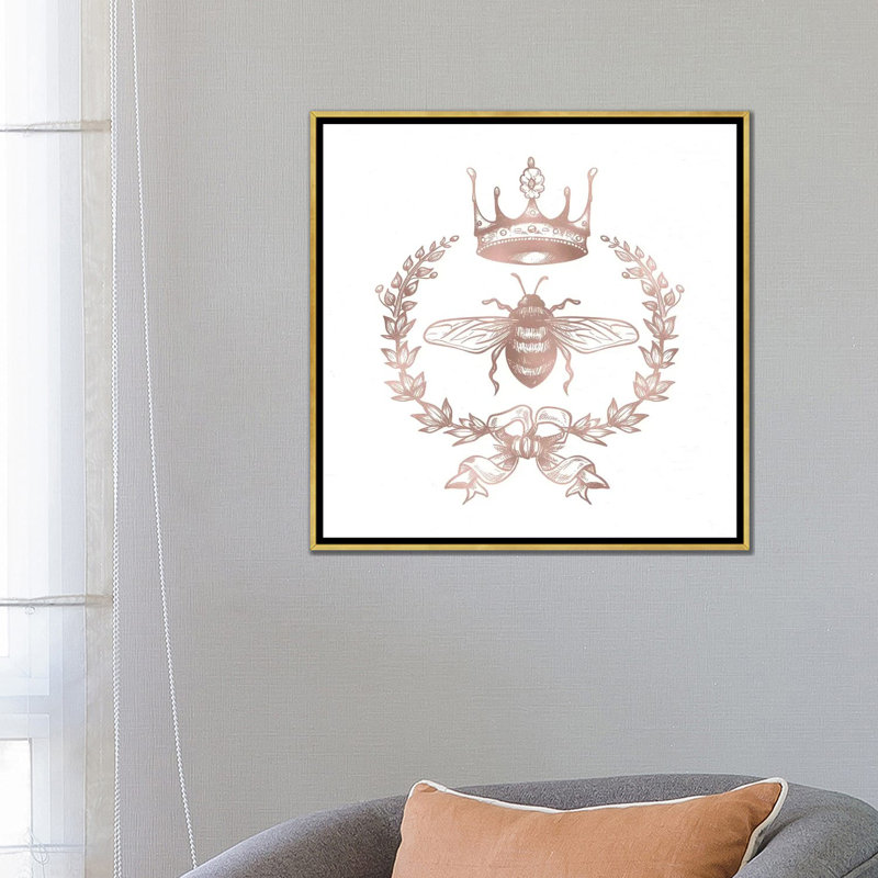 « Grand Bee » par nature Magick-impression d’art graphique, H 26 po x l 26 po x P 1,5 po, Toile encadrée d'or, Pas de tapis