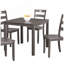 Ensemble de table de salle à manger 5 pièces 1 table carrée avec dossier à lattes 4 chaises de style transitionnel à finition grise-616761315