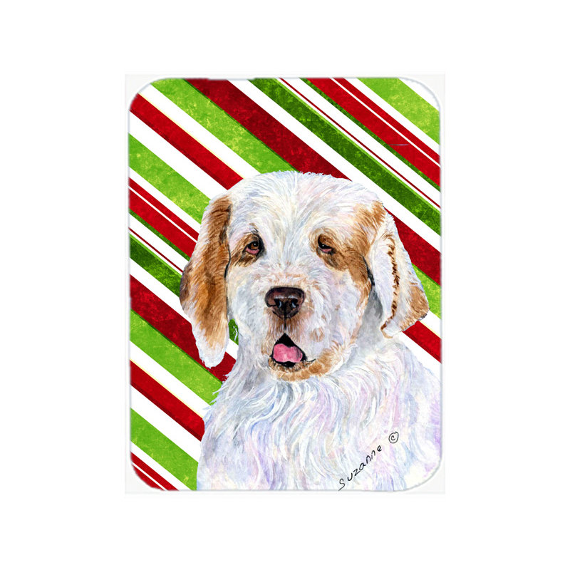 Planche à découper en verre de noël caroline de canne à sucre Clumber Spaniel