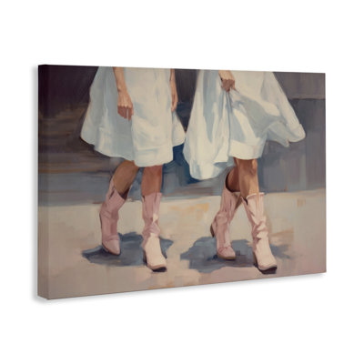 «Friends with Cowgirl bottes», art mural sur toile par Sissi et Seb