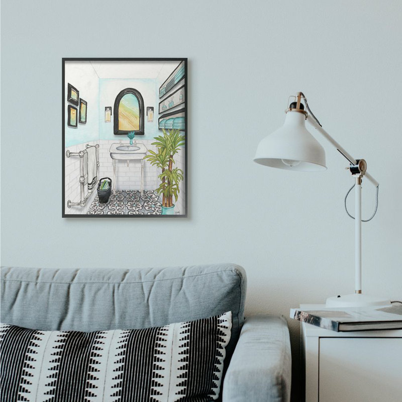 «Bathroom», reproduction, H 30 po x l 24 po x P 1,5 po, Giclée encadrée noir minuit
