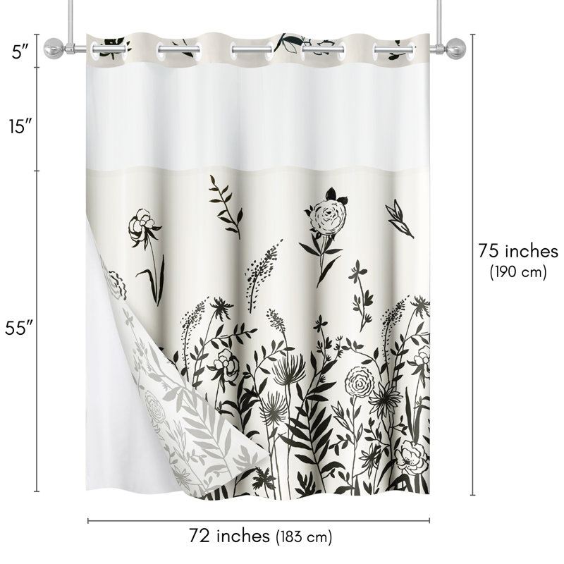  Rideau de douche 72X75 sans crochets - 100% polyester