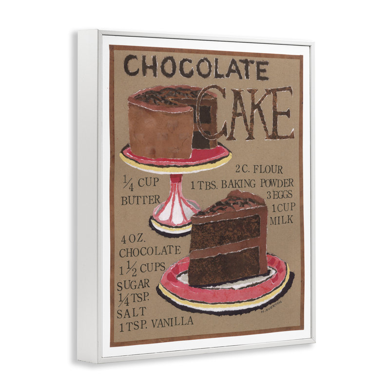 Art de recette de gâteau au chocolat par Nancy Overton, Giclée encadrée blanc bord de mer, H 30 po x l 24 po