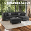 Canapé modulaire réversible en cuir reconstitué 3 pièces avec repose-pieds et clous décoratifs-68464340