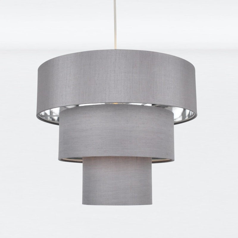 Desmon Fabric Semi Flush Mount, Grey/Chrome