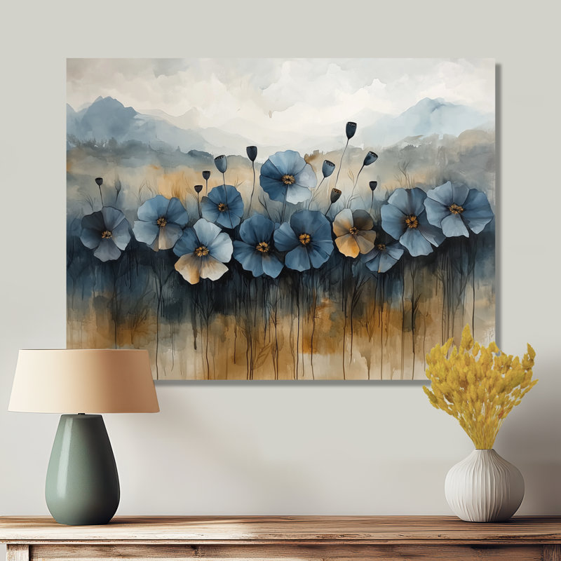 Brigitte - art mural floral, H 12 po x l 20 po, Toile tendue
