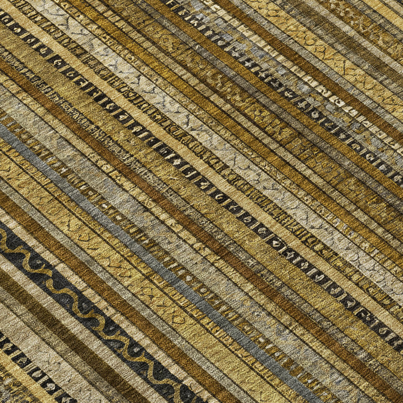 Addison 8' x 10' Brown Synthetic Stripe Washable Rug