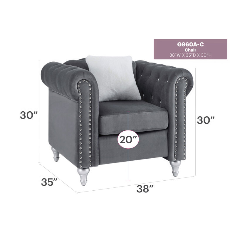 Upholstered Accent Chair, Grey