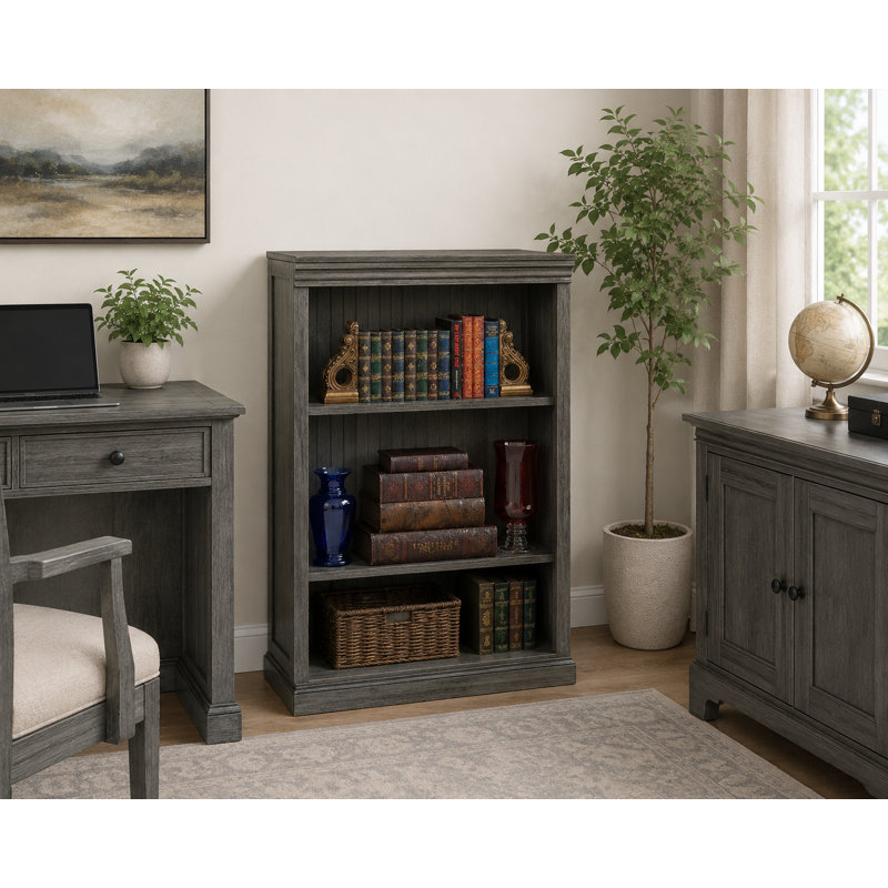 Sherita Bookcase, Graystone, (1 Shelf) 36” H x 32” W x 14.25” D