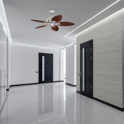 Nickel brossé à DEL intégré avec accents en cuivre de 44 po Ventilateur de plafond réversible