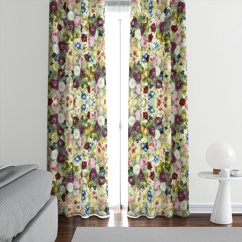 Panneau de rideau floral semi-transparent, L 40 po x L 61 po