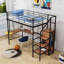 Lit mezzanine en métal avec bureau, escalier et garde-robe Aiofe Kids-162687001-162861809