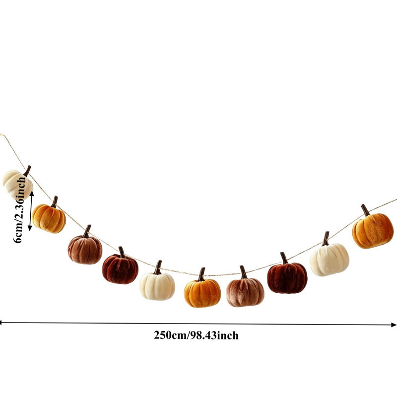Décoration d'automne pour l'Action de grâce : Drapeau de citrouille en mousse, guirlande de citrouilles en mousse, décoration pour foyer et maison.
