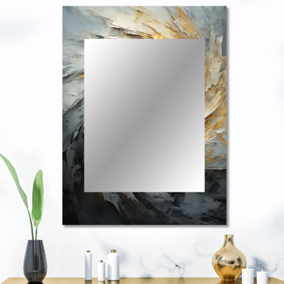 Collage en spirale abstraite dorée et blanche - miroir mural décoratif abstrait