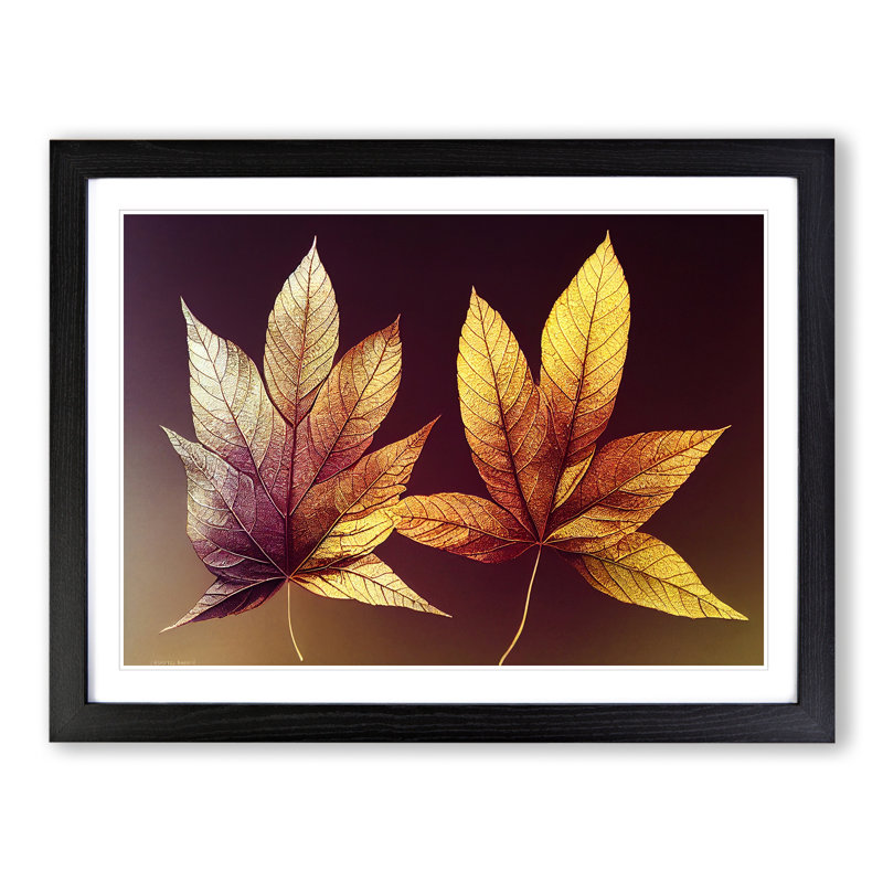 Otherworldly Autumn Leaf - Single Picture Frame Print, 46cm H x 64cm W x 2cm D, Black