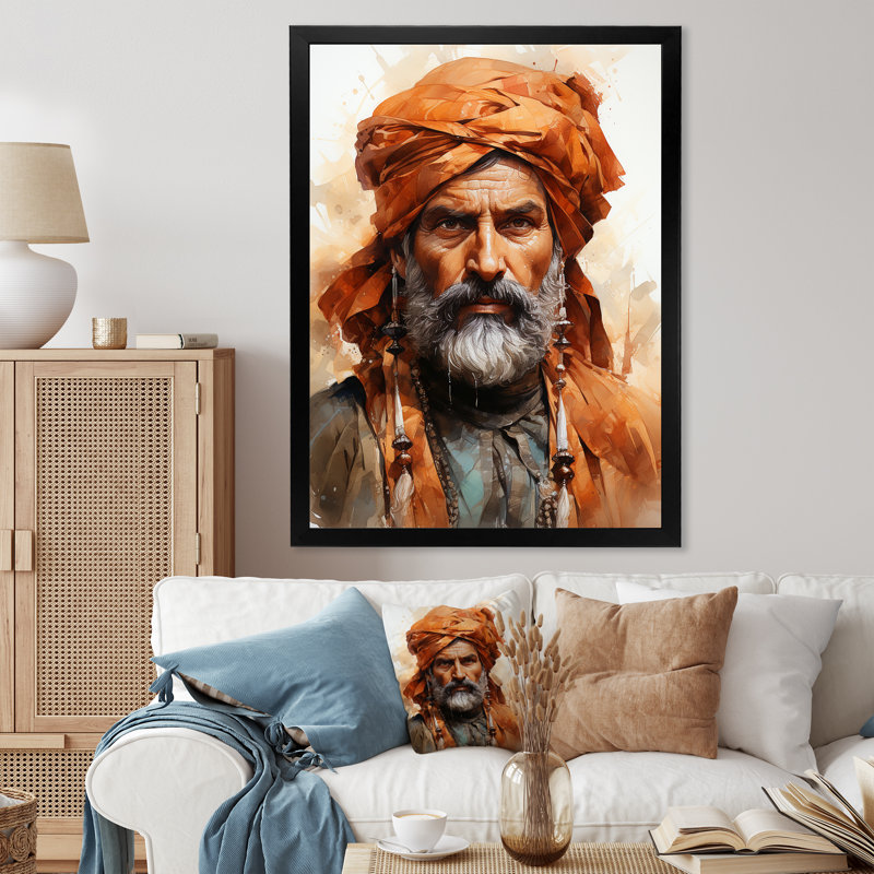 Chef Akbar, le grand I sur toile, Cadre photo noir, H 44 po x l 34 po x P 1,5 po