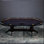 Table de poker noir + brun ovale massif + bois manufacturé