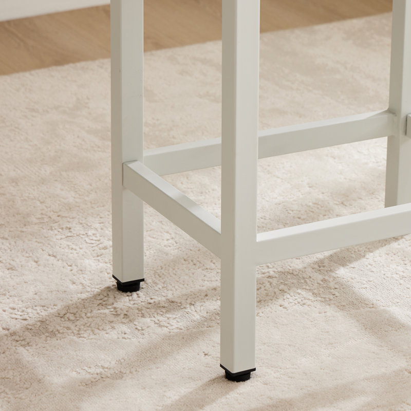 Tabouret de comptoir 24,21 po Michille, Cuir gris / structure blanche, 2