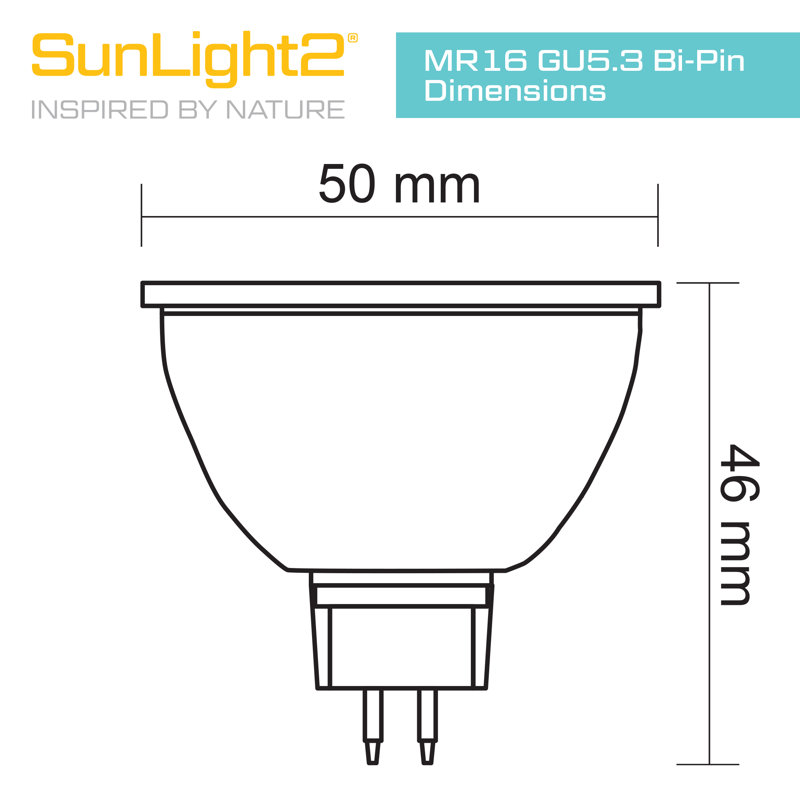 Ampoule Sunlight2® MR16 12V AC 7W, intensité variable à chaude 3000K à 1800K, angle de faisceau de 36 °, finition noire