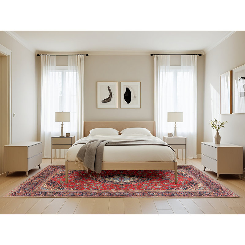 Tapis oriental rouge / beige Saarah, Rectangle 5 pi x 8 pi