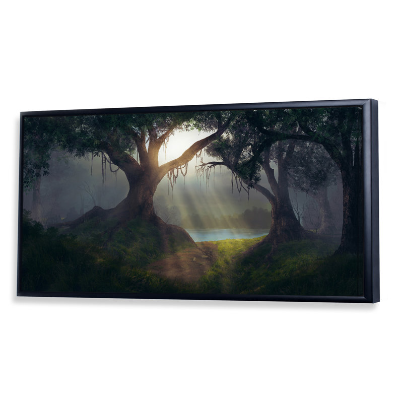 " Sun Rays In The Forest ", Black Framed, 8" H x 12" W x 1" D