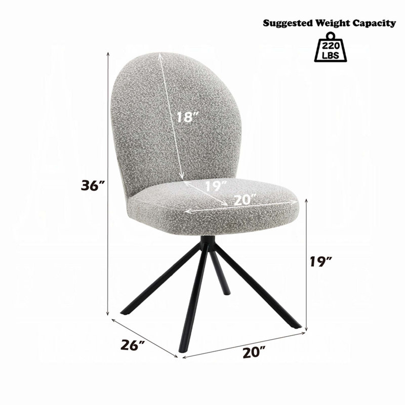 Ensemble de chaises pivotantes 2 pièces Modern avec revêtement en tissu bouclé et base en métal