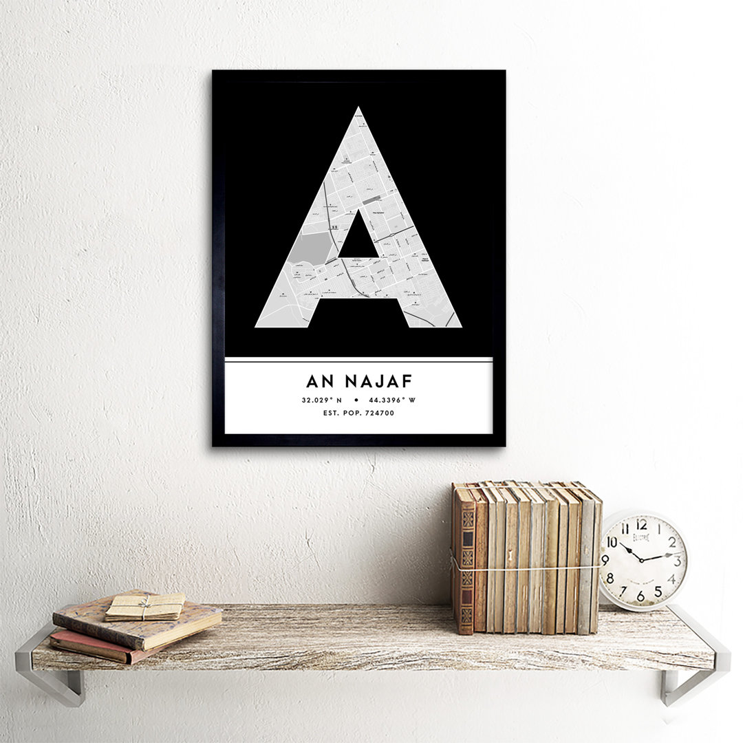 An Najaf City Map An Najaf Iraq City Map - Single Picture Frame Typography