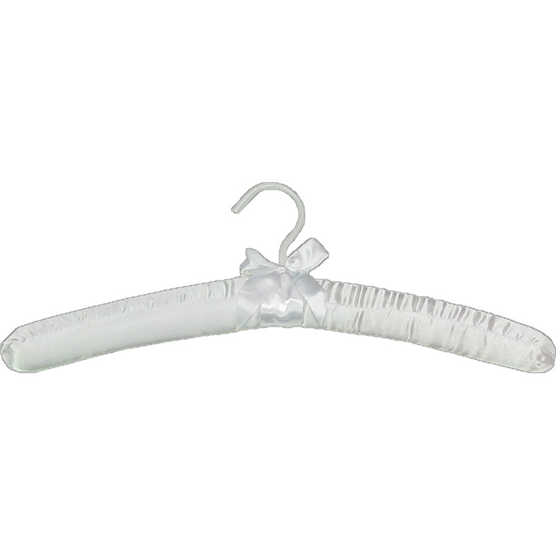 Cintre satiné avec crochet enduit de vinyle, Blanc, 25